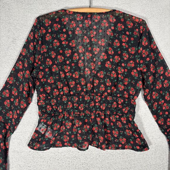 Mi Ami Francescas Top Size L Babydoll Rose Sheer Whimsigoth Dark Fairy Witchy - Picture 14 of 14